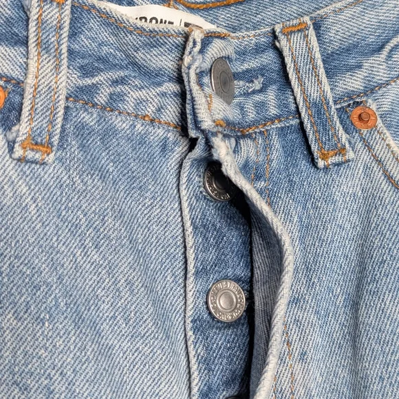 Re/Done Levi's High Rise Stove Pipe Jeans Denim Indigo Cotton Raw Hem - Picture 4 of 12